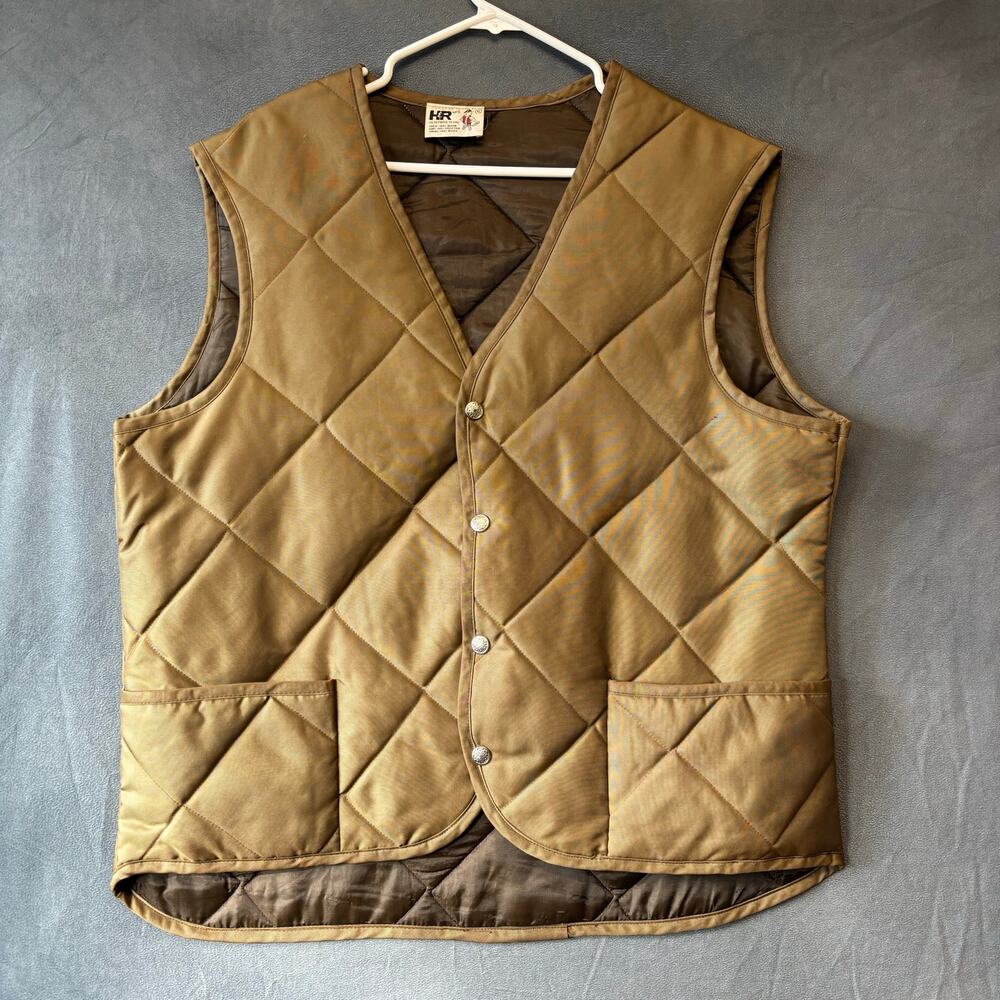Vintage HR Hereford TX Quilted Vest XL Brown Workwear Ranch Core Country Western